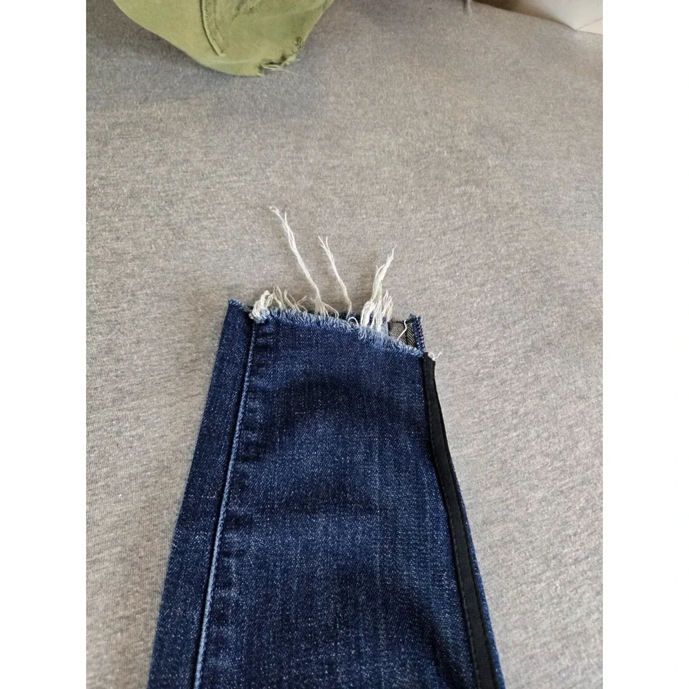 Mother Stunner Zip Ankle Step‎ Fray Jeans Sweeping Racer Womens Size 25 Blue